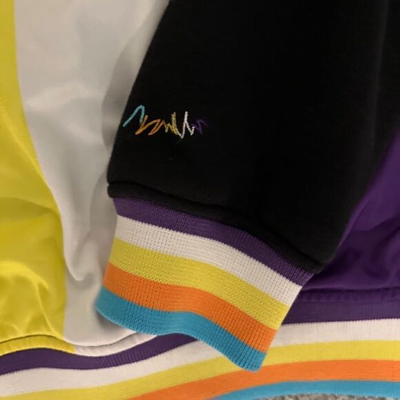 Vintage COOGI Rainbow Stripe Embossed Logo Full Zip Hoodie Sweatshirt XL men’s - Picture 4 of 5